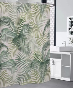 Colorful Jungle Leaves Shower Curtain Set for Decorative Bathroom
