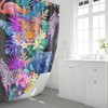 Colorful Jungle Shower Curtain with Fun Tropical Animals like Zebra, Flamingo, Elephant, Butterfly and Flowers 