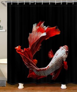 Colorful Koi Fish Japanese-Style Fabric Shower Curtain for Bathroom Decor