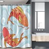 Colorful Koi Fish Shower Curtain | Swirled Sea Waves Japanese Art | Cloth Fabric Bathroom Decor (Blue Orange)