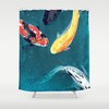 Colorful Koi Painting Shower Curtain - Artistic Asian Zen Bathroom Decor