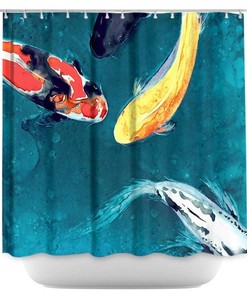 Colorful Koi Painting Shower Curtain - Artistic Asian Zen Bathroom Decor