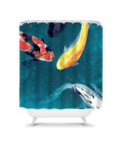 Colorful Koi Painting Shower Curtain - Artistic Asian Zen Bathroom Decor