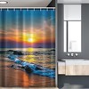 Colorful Last Sun Rays Over The Sea Waves Reflections Tropics Stall Shower Curtain, Fabric Bathroom Decor - Umber Orange