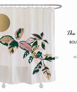 Colorful Leaves And Moon Shower Curtain For Simple And Calming Bathroom Decor