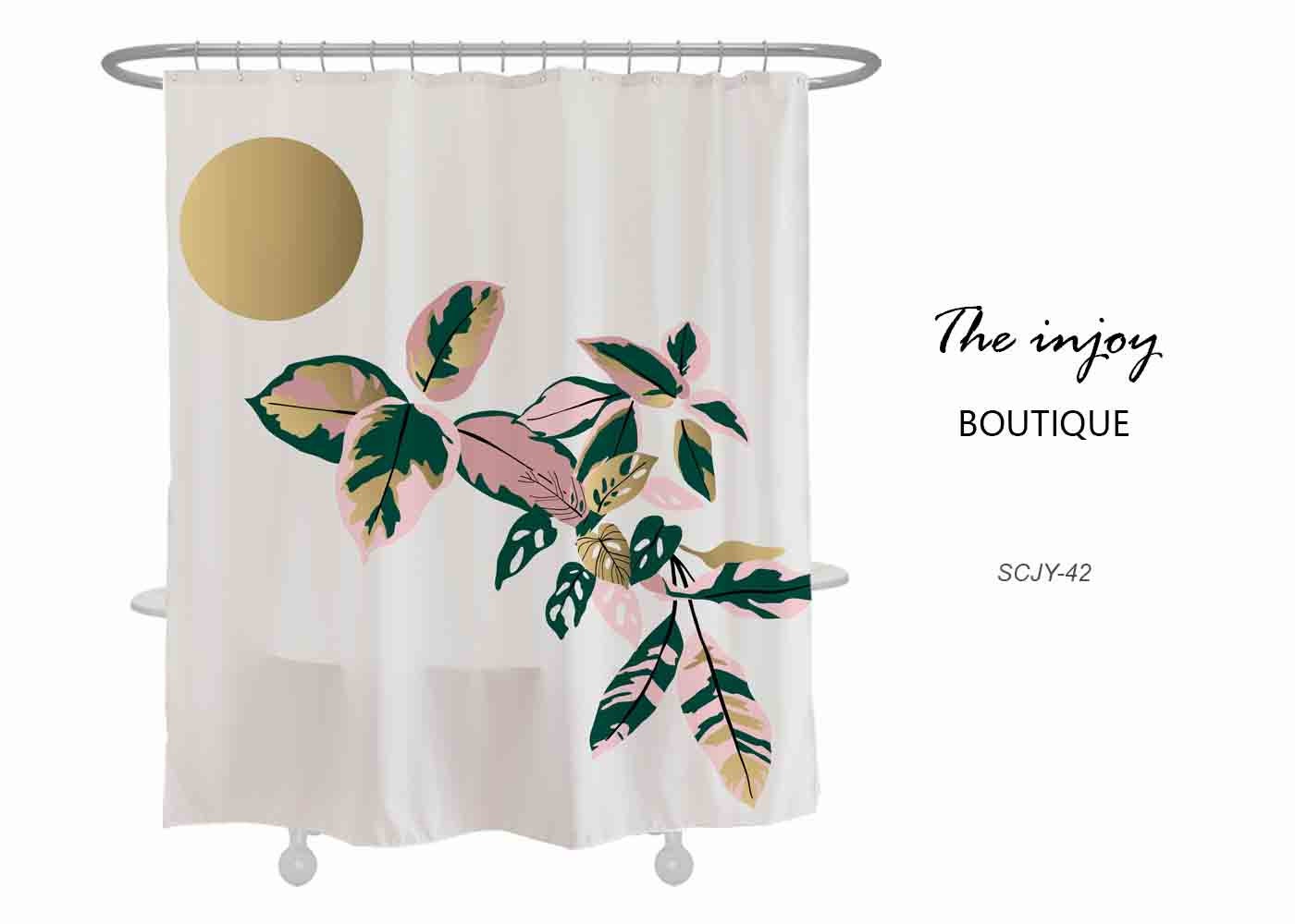 Colorful Leaves And Moon Shower Curtain For Simple And Calming Bathroom Decor