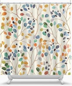 Colorful Leaves Curtain Bathroom Decoration Shower Curtain With Floral Print
