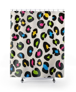 Colorful Leopard Cheetah Print Shower Curtain For Animal Lovers Bathroom Decor