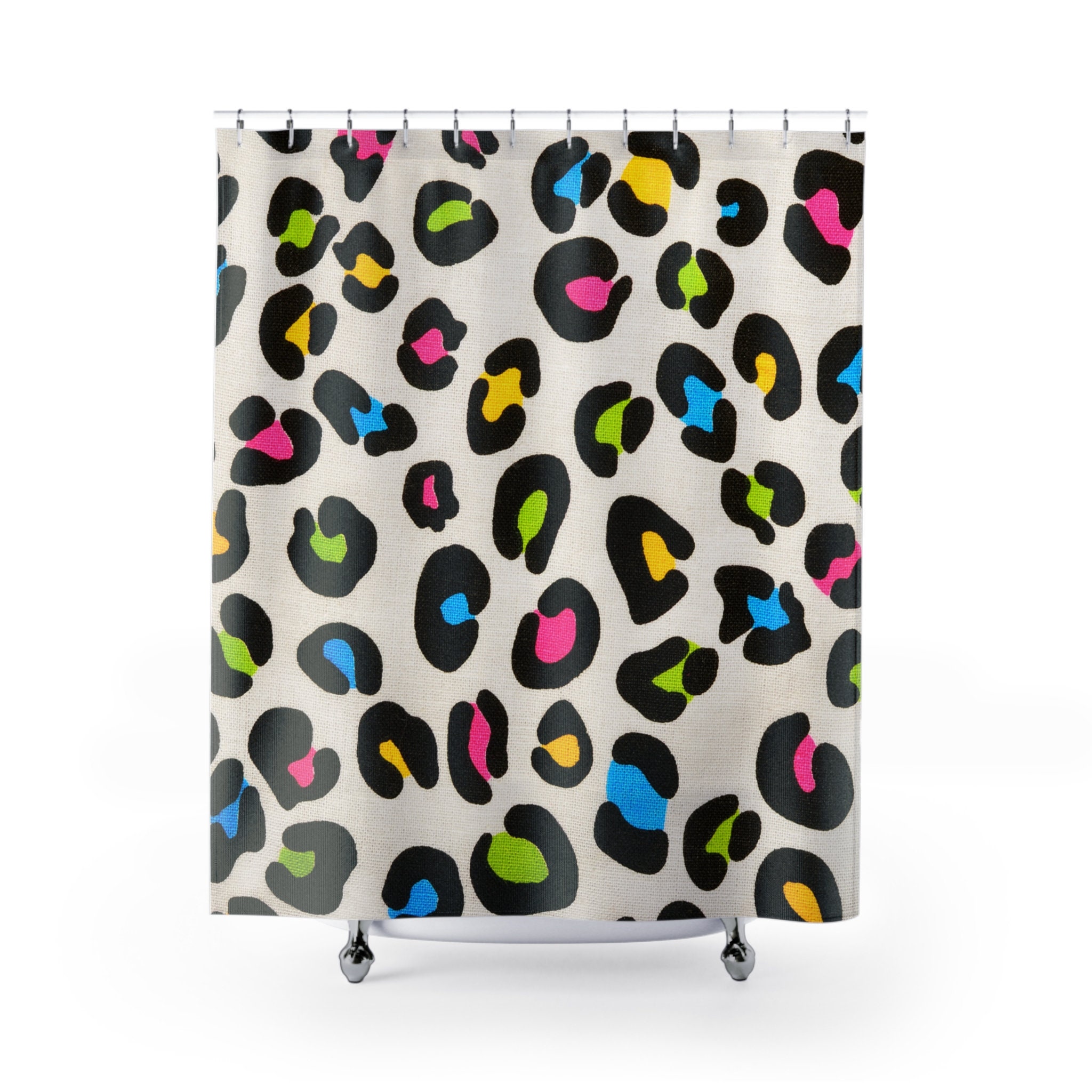 Colorful Leopard Cheetah Print Shower Curtain For Animal Lovers Bathroom Decor
