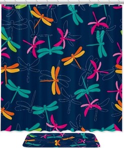 Colorful Leopard Love Heart Bathroom Set With Waterproof Fabric Shower Curtain