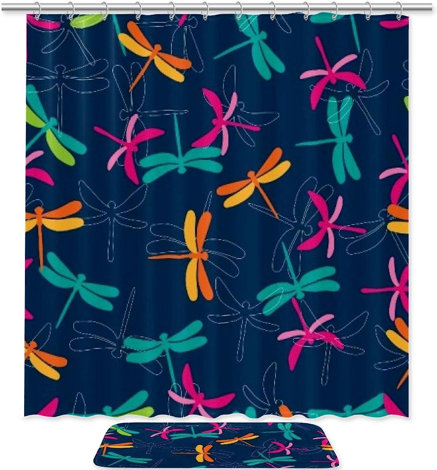 Colorful Leopard Love Heart Bathroom Set With Waterproof Fabric Shower Curtain