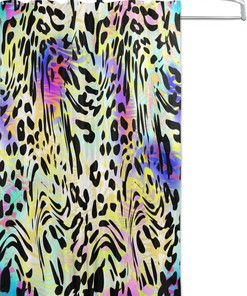 Colorful Leopard Print Shower Curtain, Bold Bathroom Decoration