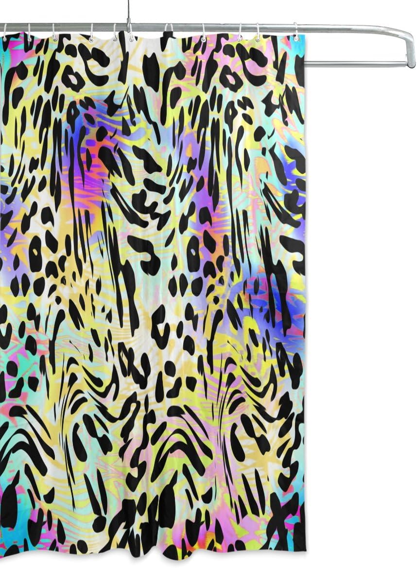 Colorful Leopard Print Shower Curtain, Bold Bathroom Decoration