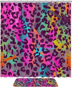 Colorful Leopard Print Shower Curtain, Vibrant Bathroom Decor