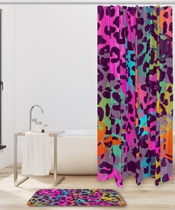 Colorful Leopard Print Shower Curtain, Vibrant Bathroom Decor