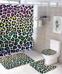 Colorful Leopard Print and Pineapple Shower Curtain for Bathroom - Shower Curtain Combination for Colorful Bathroom