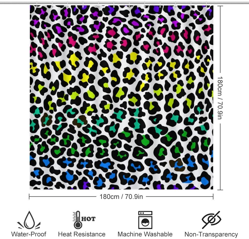 Colorful Leopard Print and Pineapple Shower Curtain for Bathroom - Shower Curtain Combination for Colorful Bathroom