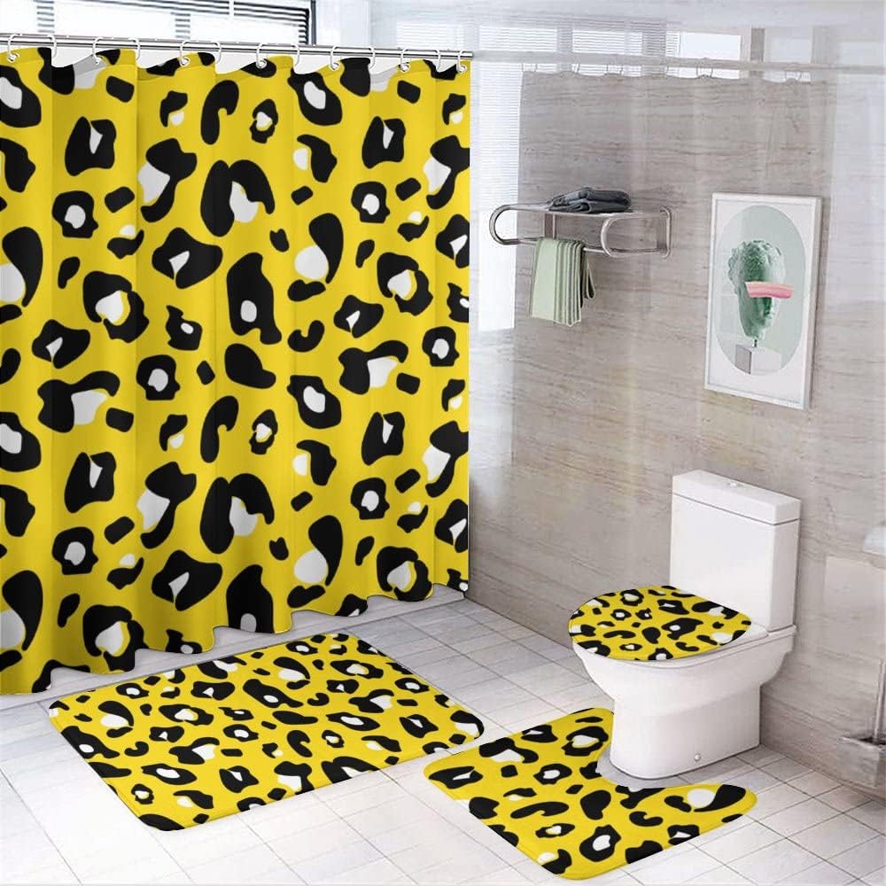 Colorful Leopard Shower Curtain for Bathroom with Unique Print - Eye-catching Shower Curtain Ideas for Home
