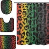 Colorful Leopard Spot Shower Curtain With Matching Mat For Playful Bathroom Decor