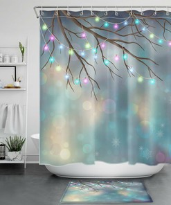 Colorful Lights And Snowflakes Christmas Shower Curtain - Halo Bathroom Accessory