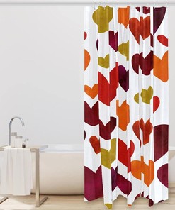 Colorful Love Heart Print Luxury Shower Curtain for Bathroom Decor