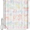 Colorful Love Heart Saint Spring Holiday Waterproof Shower Curtain for Bathroom Decor