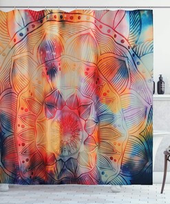 Colorful Mandala Flower Shower Curtain With Water Resistant Material For Easy Maintenance