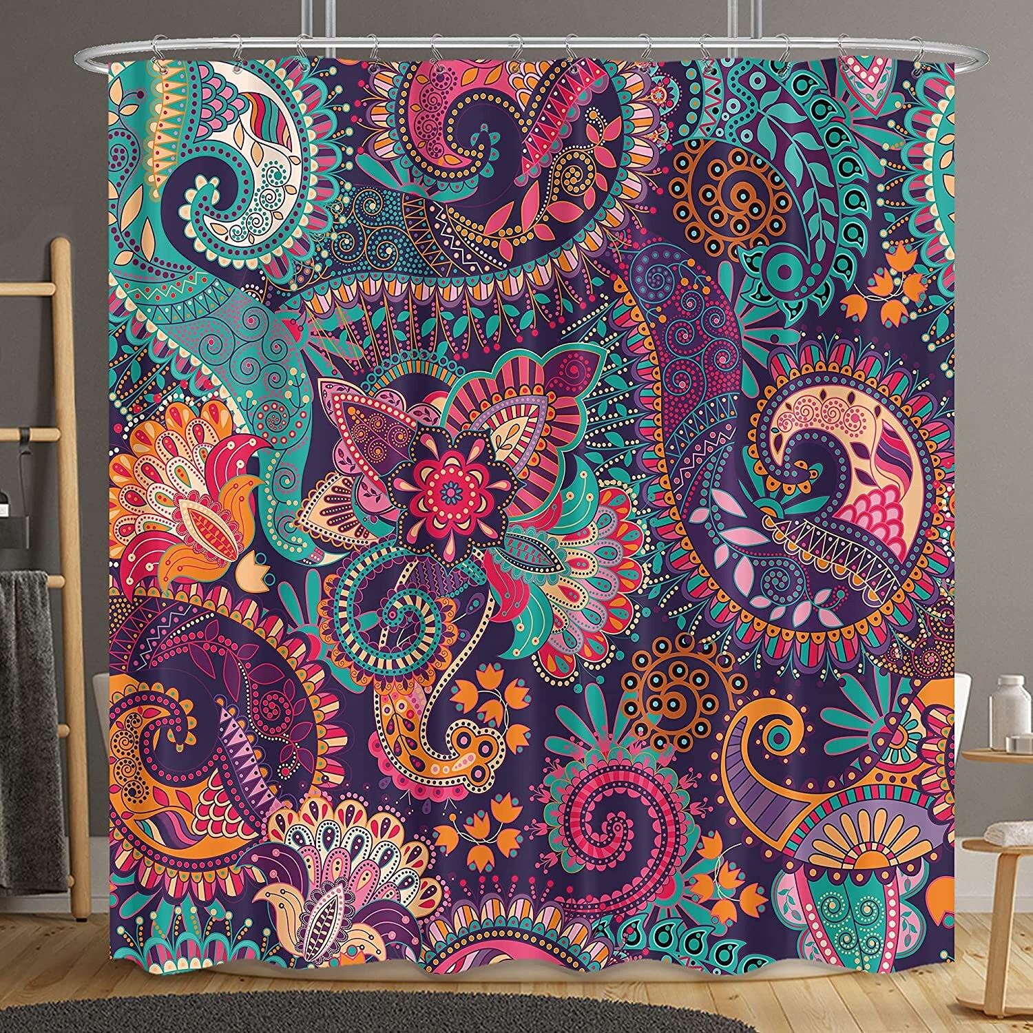Colorful Mandala Flower Shower Curtain With Water Resistant Material For Easy Maintenance - Image 3
