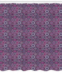 Colorful Mandala Pattern Fabric Shower Curtain for Boho Bathroom Decor
