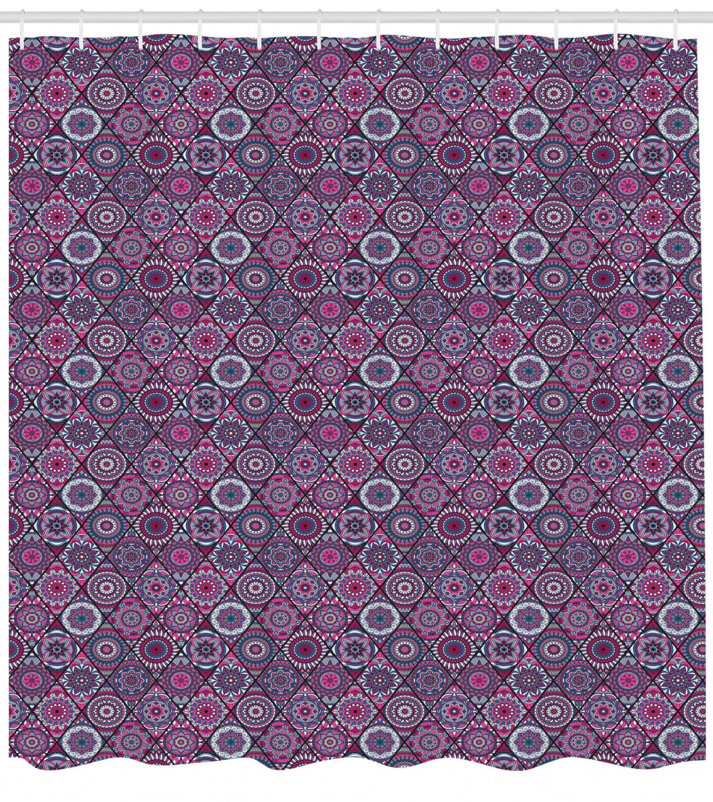 Colorful Mandala Pattern Fabric Shower Curtain for Boho Bathroom Decor