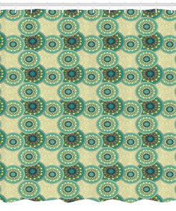 Colorful Mandala Pattern Fabric Shower Curtain for Boho Bathroom Decor