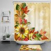 Colorful Maple Leaves And Sunflower Shower Curtain For Autumn Bathroom Decor.