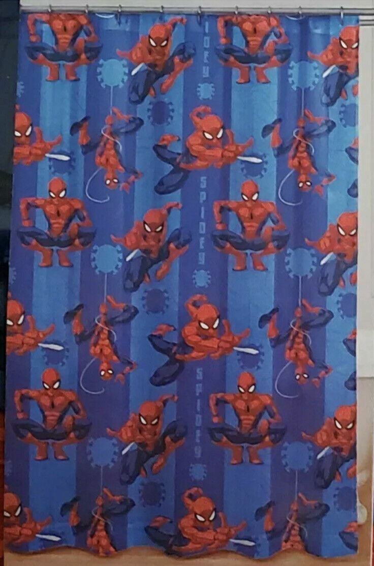 Colorful Marvel Spider-Man Fabric Shower Curtain for Kids Bathroom