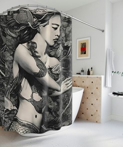 Colorful Mermaid Print Shower Curtain For Kid'S Bathrooms