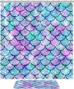 Colorful Mermaid Scales Gradient Shower Curtain For Vibrant Bathroom Decor