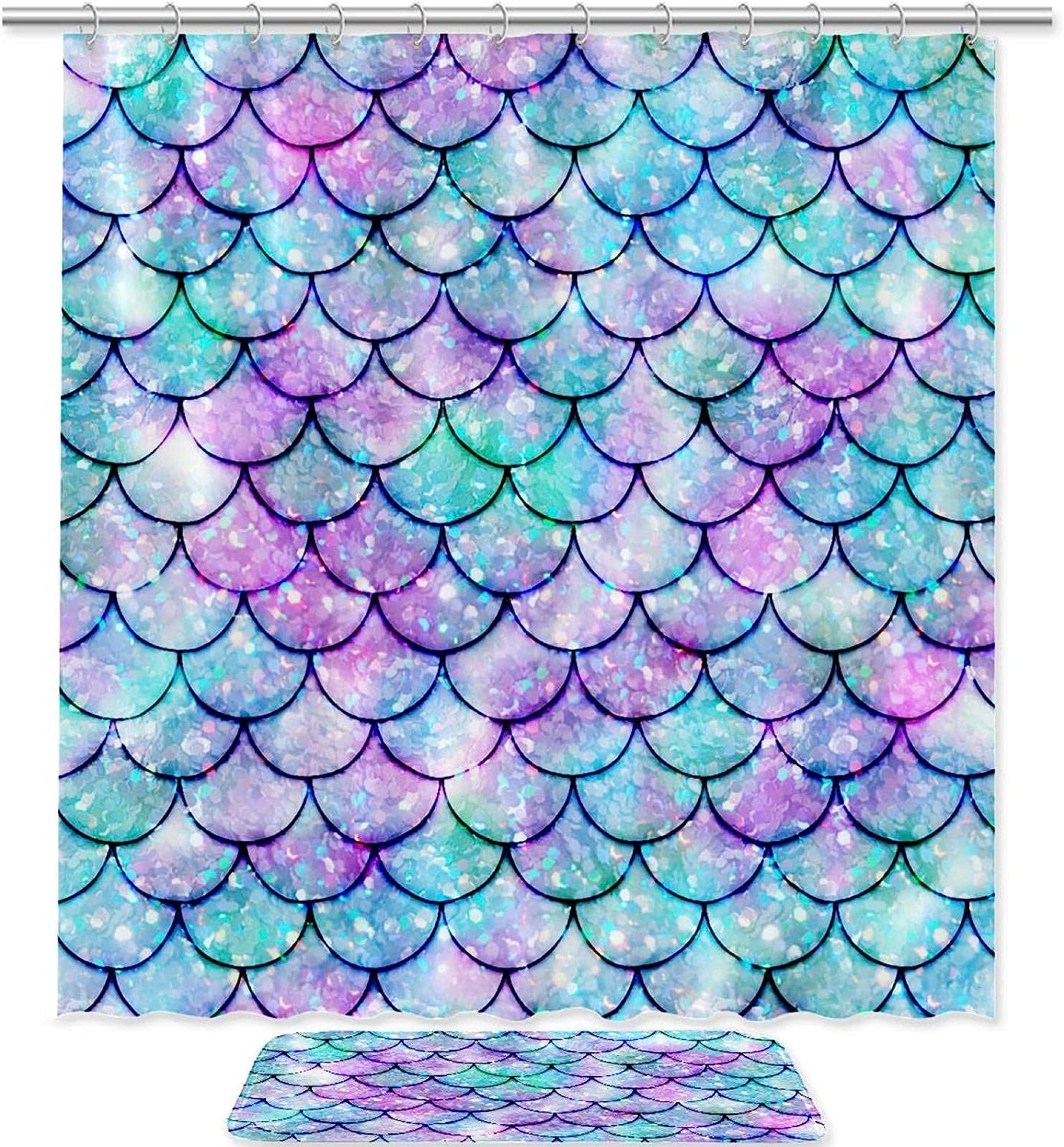 Colorful Mermaid Scales Gradient Shower Curtain For Vibrant Bathroom Decor