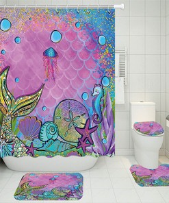 Colorful Mermaid Scales Shower Curtain For Unique Bathroom Decoration