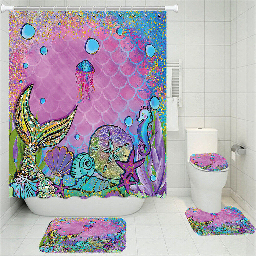 Colorful Mermaid Scales Shower Curtain For Unique Bathroom Decoration