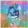 Colorful Mermaid Scales Shower Curtain with Rainbow Cartoon Cat Theme for Your Bathtub