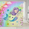 Colorful Mermaid Shower Curtain with Starfish Jellyfish Sea Turtle Design for Kids and Adults