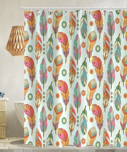 Colorful Mexican-Style Birds and Flowers Pattern Shower Curtain for a vibrant and waterproof bathroom