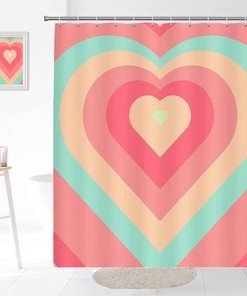 Colorful Modern Simple Lovely Heart Designer Shower Curtain Restroom Shower Curtain Waterproof Washable