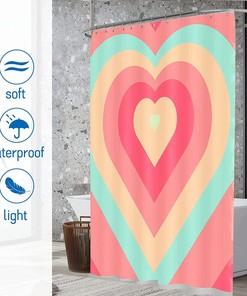 Colorful Modern Simple Lovely Heart Designer Shower Curtain Restroom Shower Curtain Waterproof Washable