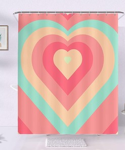 Colorful Modern Simple Lovely Heart Designer Shower Curtain Restroom Shower Curtain Waterproof Washable