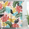 Colorful Monstera Leaf Print Shower Curtain For Botanical Palm Modern Bathroom Decor