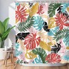 Colorful Monstera Leaf Shower Curtain - Palm Banana Leaves Botanical Jungle Bathroom Decor