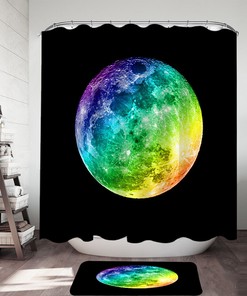 Colorful Moon Print Shower Curtain For Calming Bathroom Decor