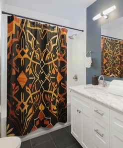 Colorful Moroccan Oasis Shower Curtain - Geometric Pattern - Full Print