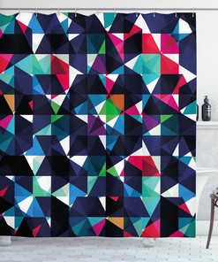Colorful Mosaic Print Shower Curtain For Retro Bathroom