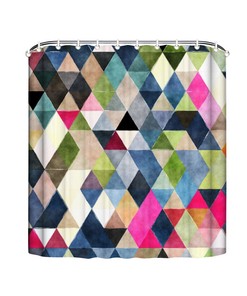 Colorful Mosaic Printed Shower Curtain For Modern Bathroom